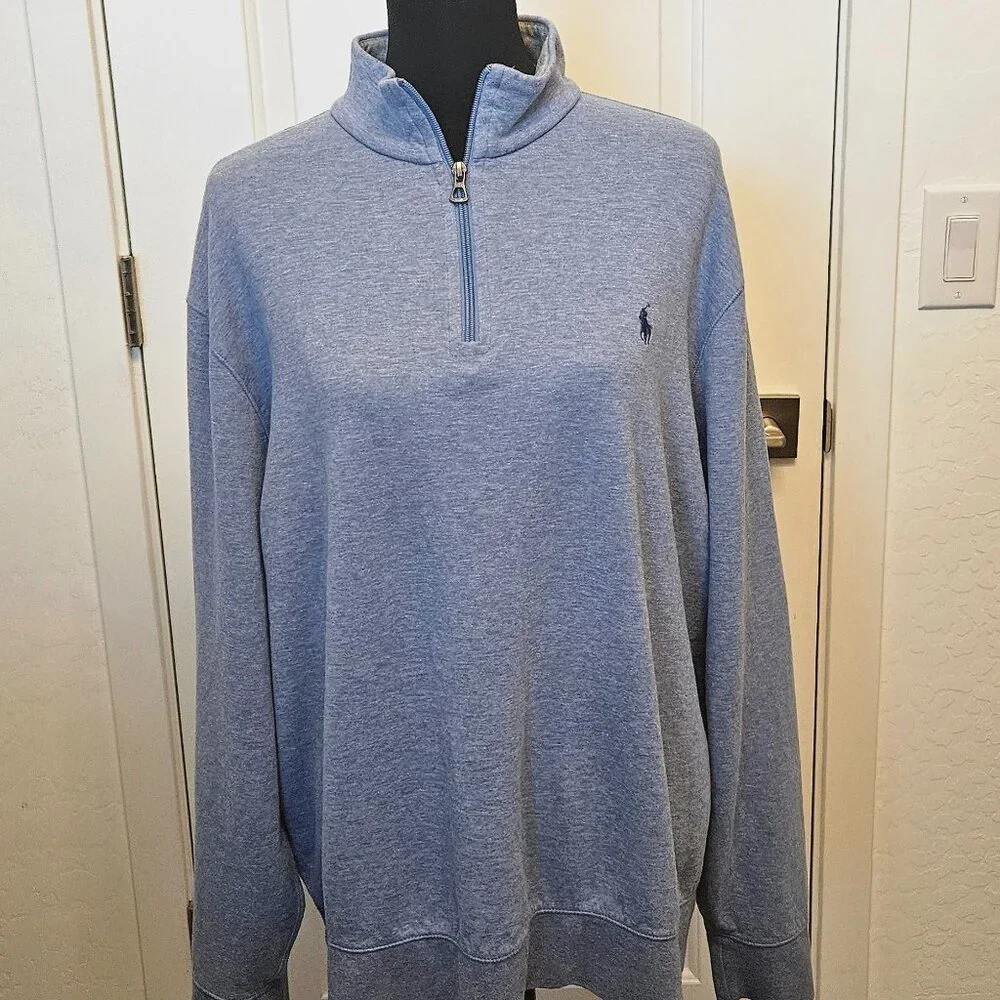Polo Ralph Lauren Luxury Jersey, light blue quarter-zip pullover, size XL